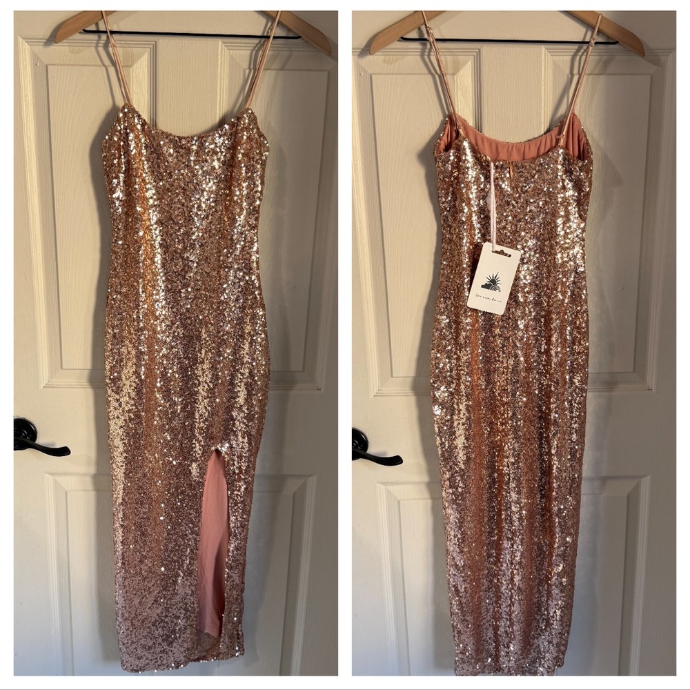 Sequin Rose Gold Mini Dress